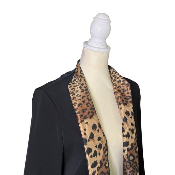 Jessica Howard Black Padded Shoulder Women’s Blazer Jacket Open Front Leopard 14 - Picture 6 of 9